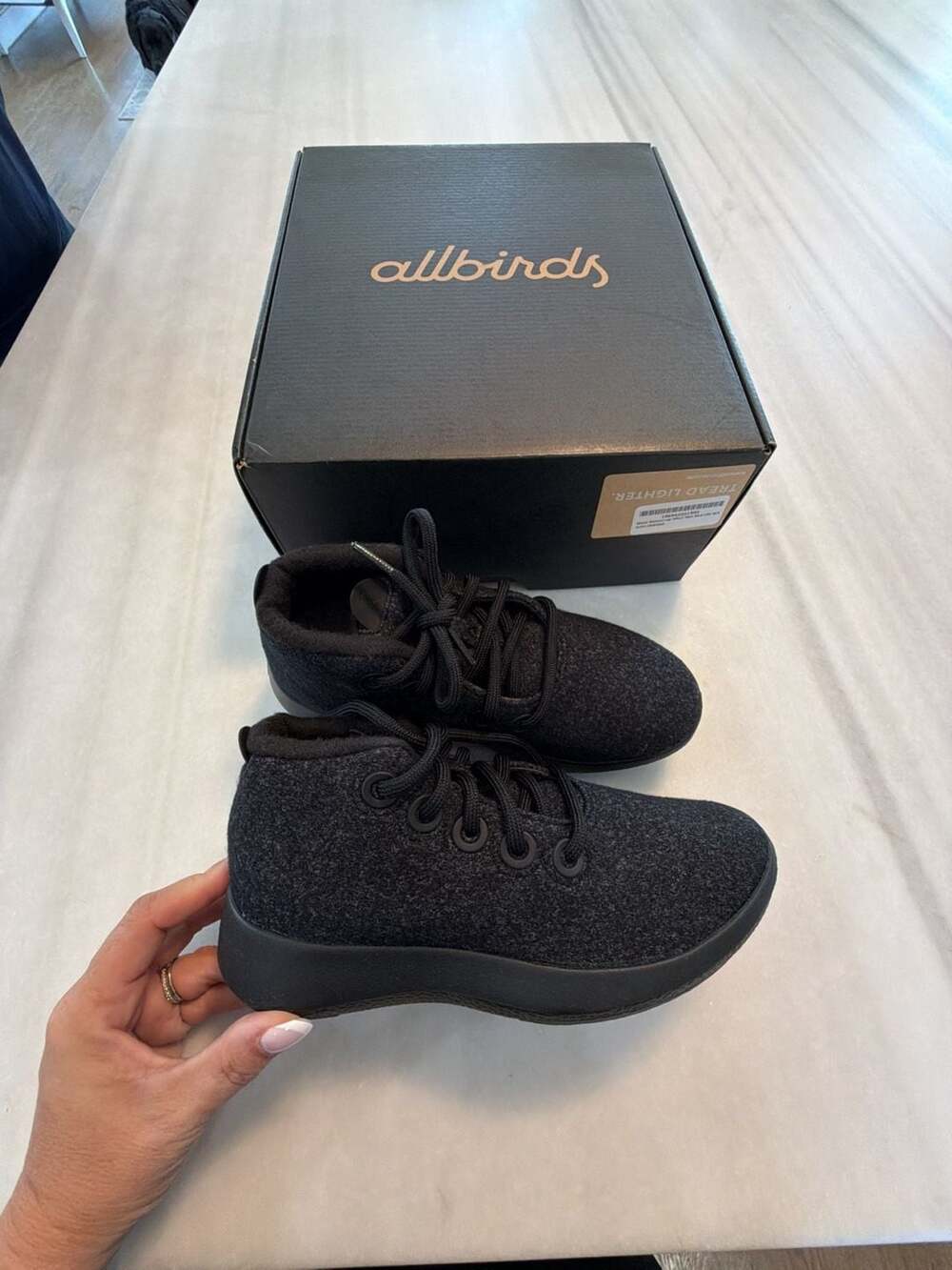 Allbirds Women's Wool Runner-up Mizzle Natural Black High Top Sneakers Size W5